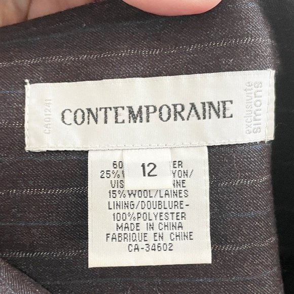 Vintage Y2K Mini skirt Corpcore Pinstripe Charcoal Gray Light blue Academia 12 - Picture 3 of 8